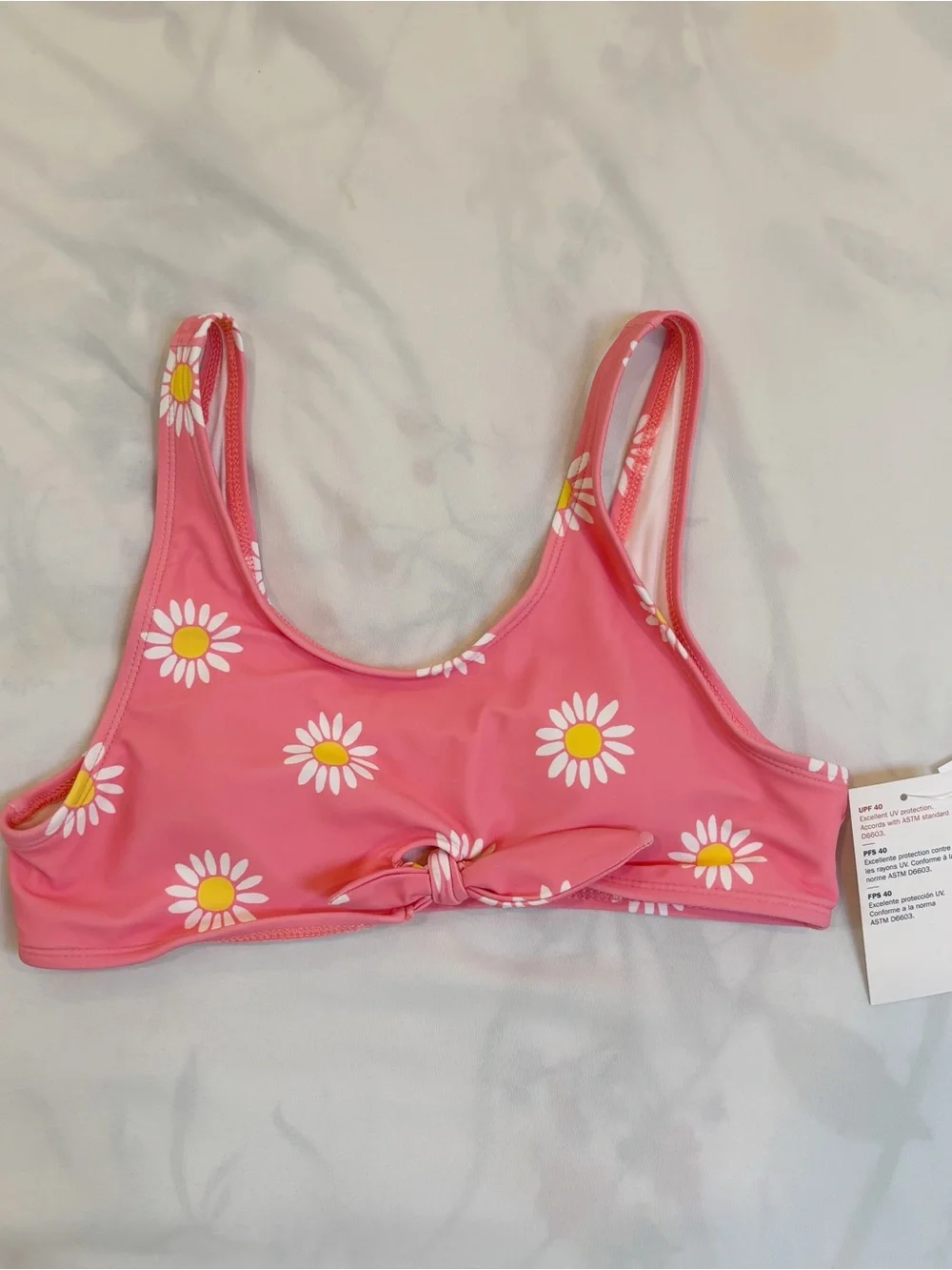 Old Navy Pink Daisy Tie-Front Swim Top